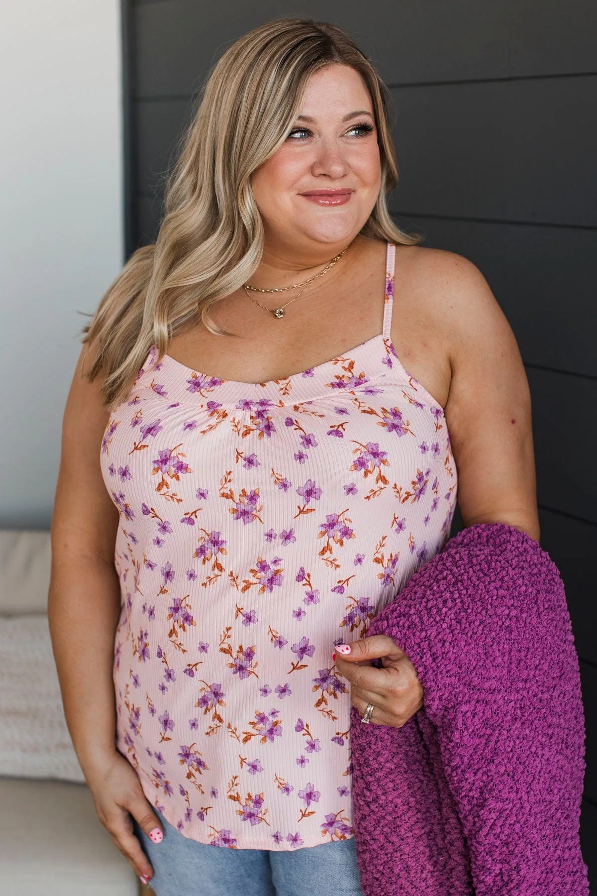 Hopelessly Yours Floral Tank Top- Blush