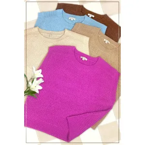Hot Pink Round Neck Sweater Vest