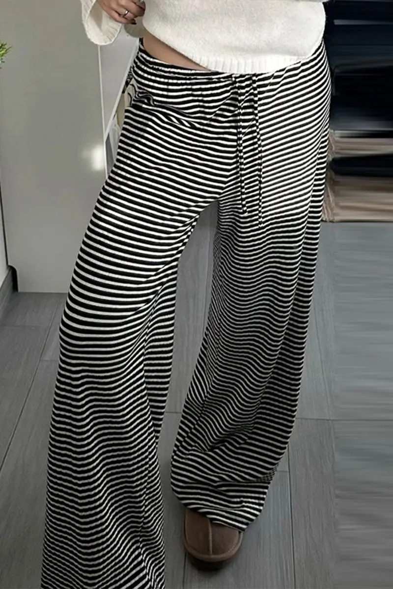 HPQ1031 Striped Wide-Legged Pants