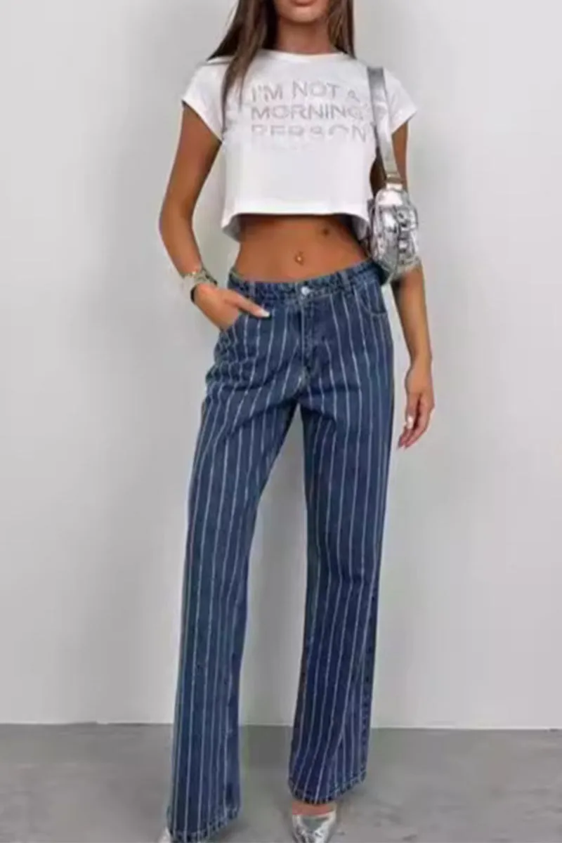 HPQ1218 Striped Mid-Waist Pants