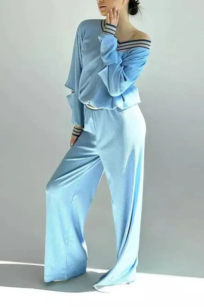 HUQ1132 V-Neck Top & Pants Set