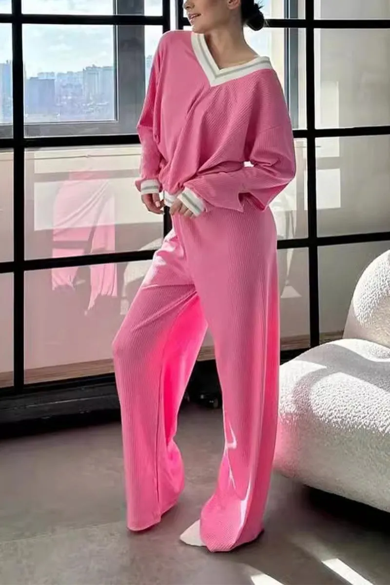 HUQ1132 V-Neck Top & Pants Set