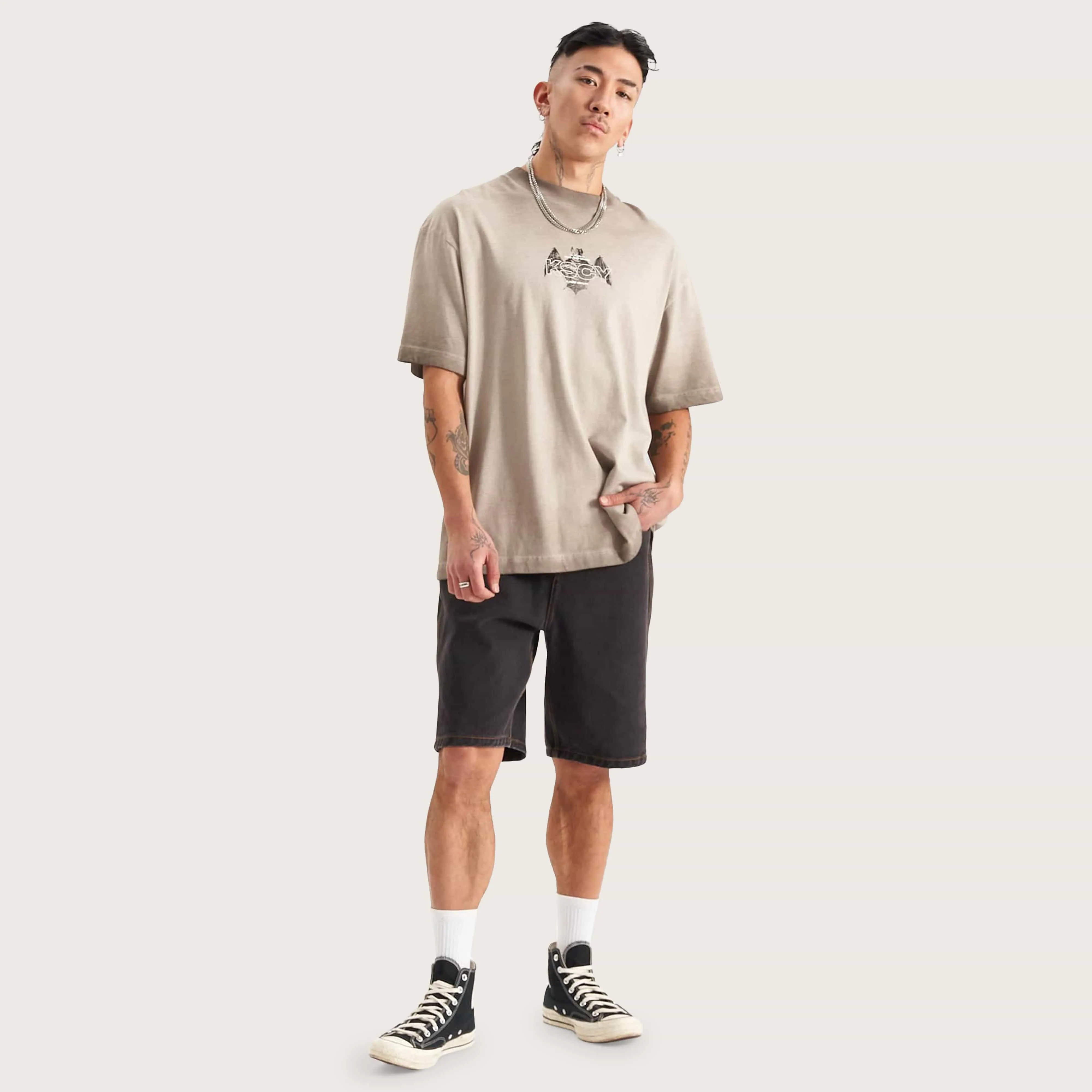 Hyson Baggy Denim Jorts Washed Black