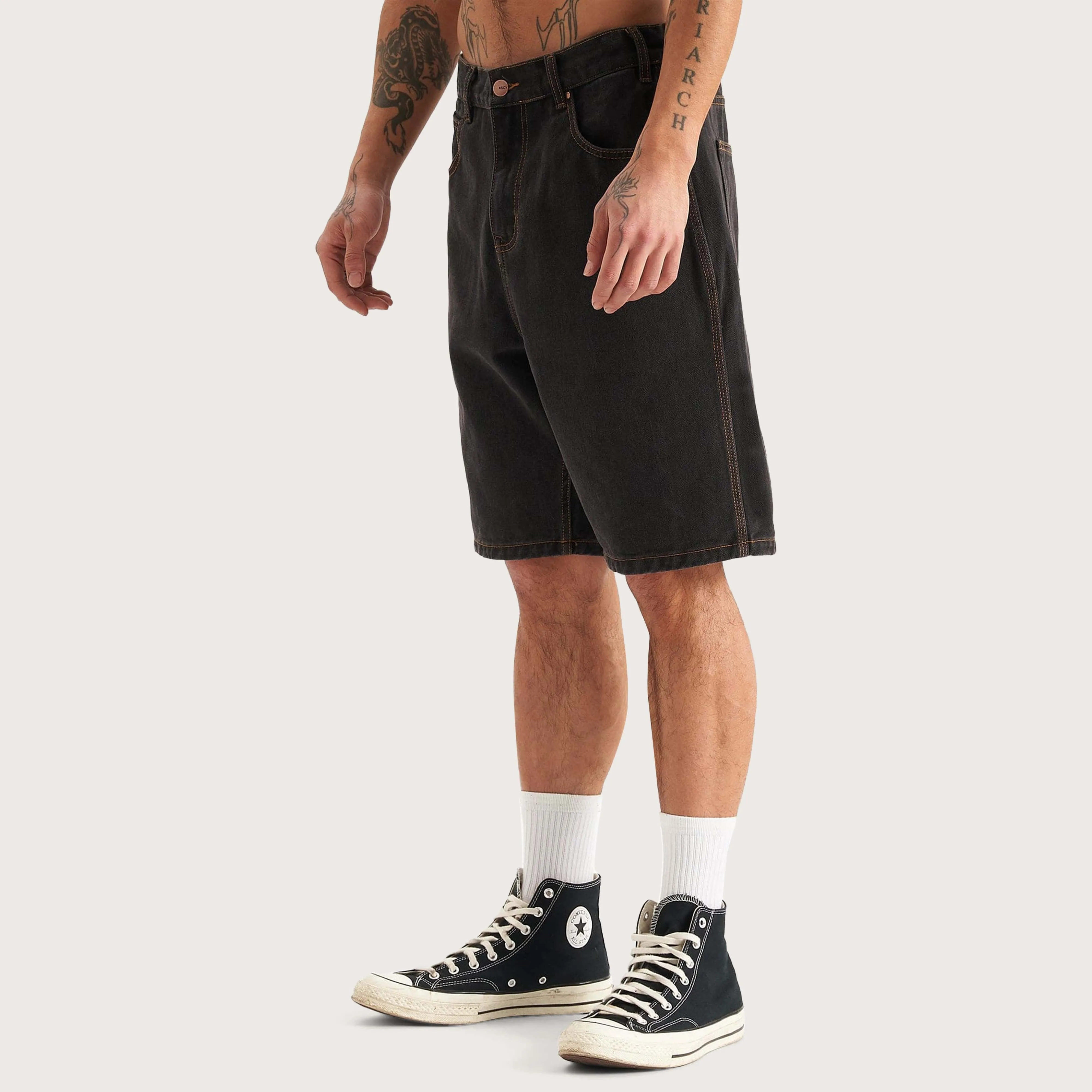Hyson Baggy Denim Jorts Washed Black