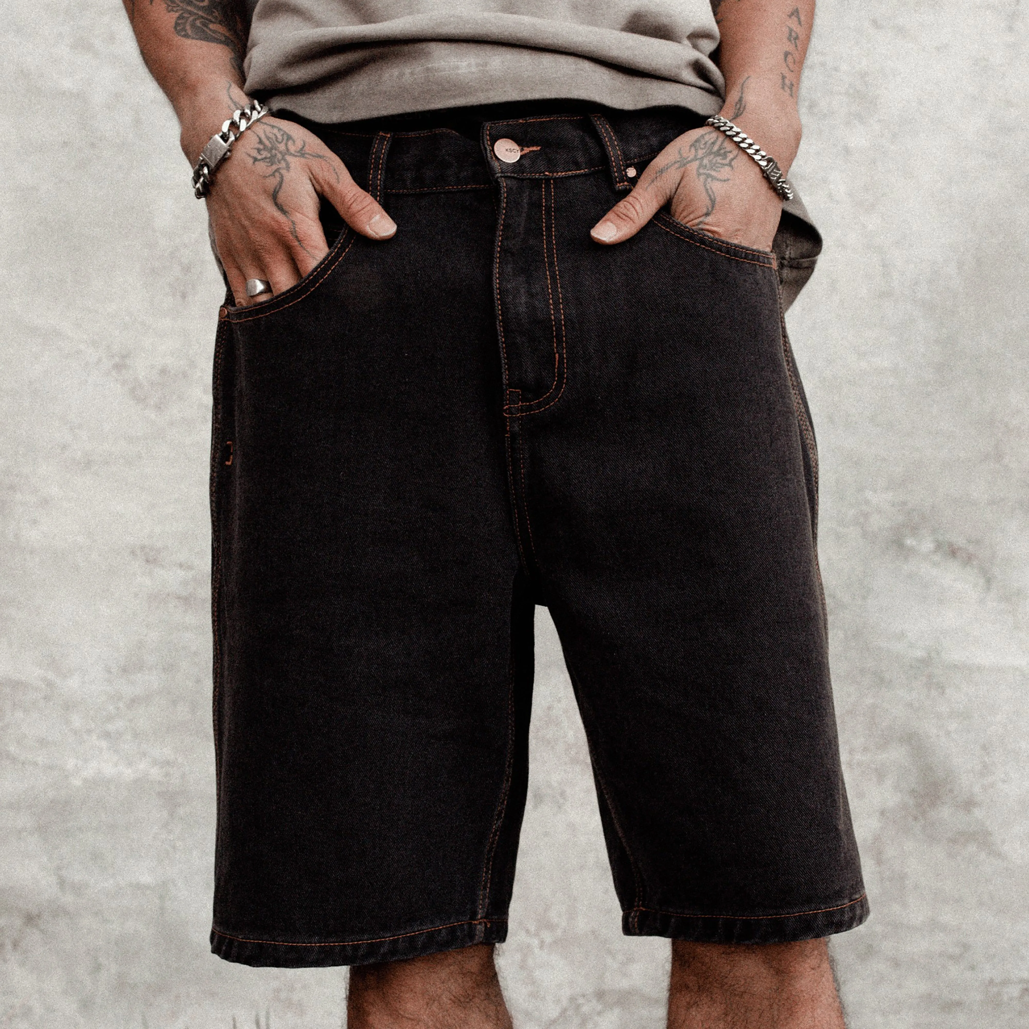 Hyson Baggy Denim Jorts Washed Black