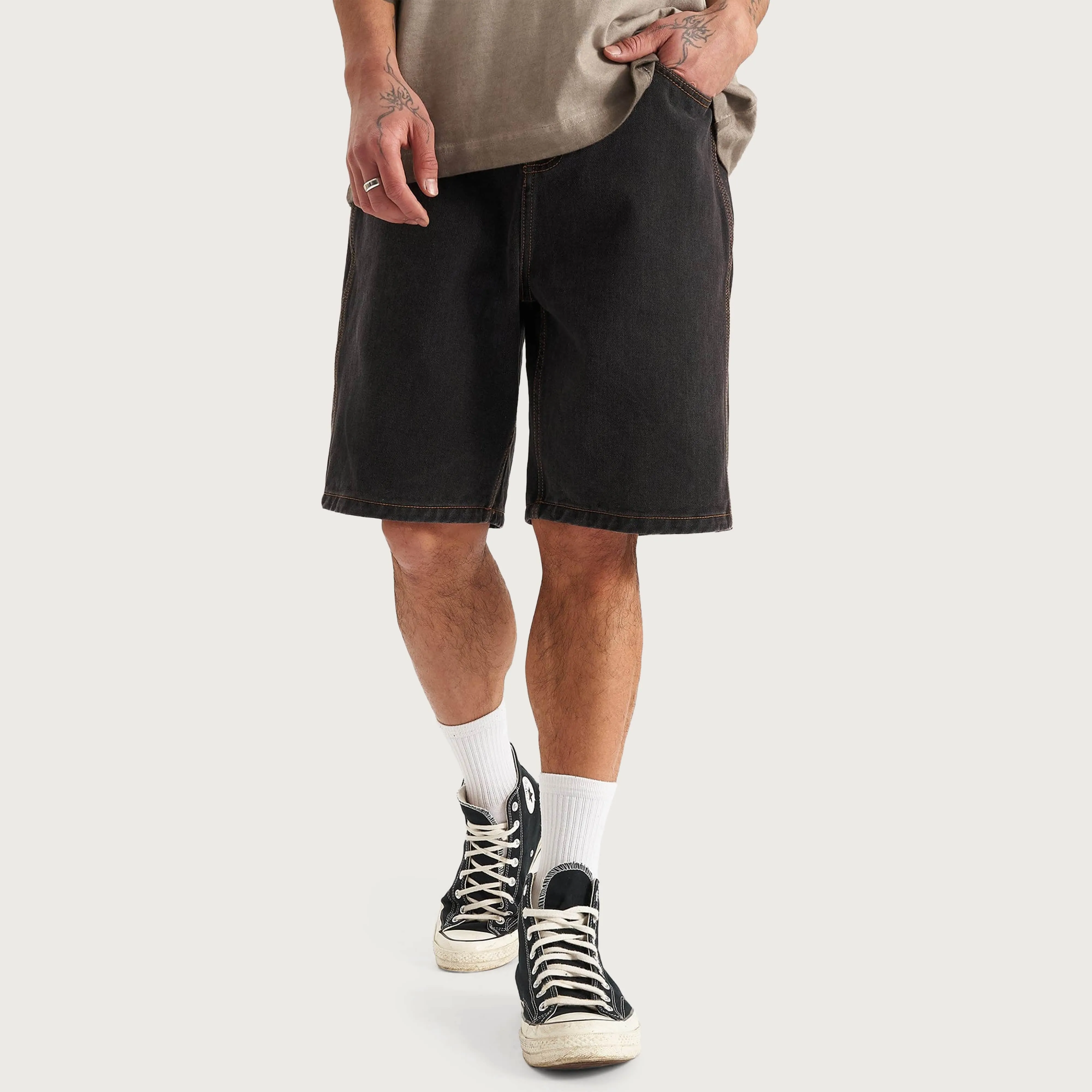 Hyson Baggy Denim Jorts Washed Black