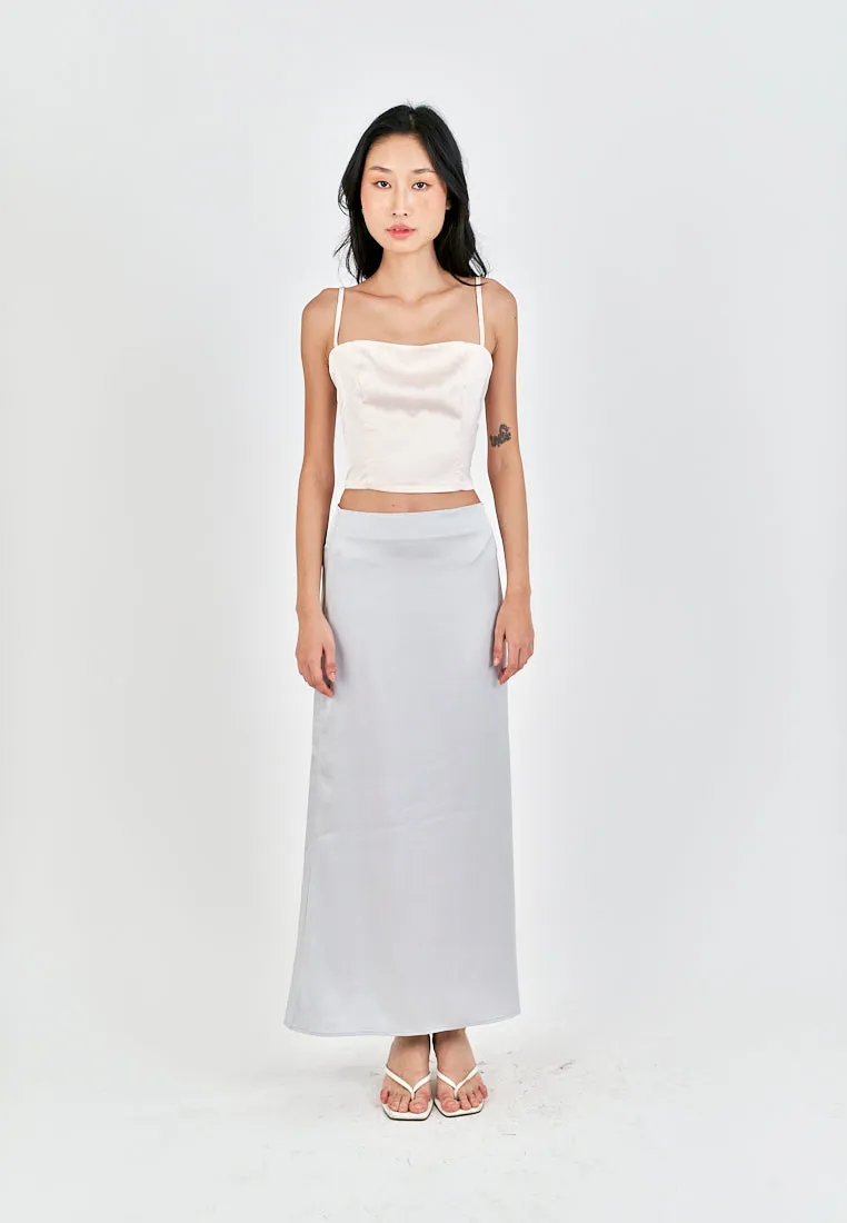 Isla Cream Square Neck Adjustable Thin Strap Crop Top