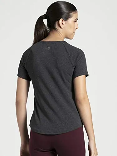 Jockey Women's Plain Regular fit T-Shirt (AW27_Black Melange Large)