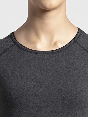 Jockey Women's Plain Regular fit T-Shirt (AW27_Black Melange Large)