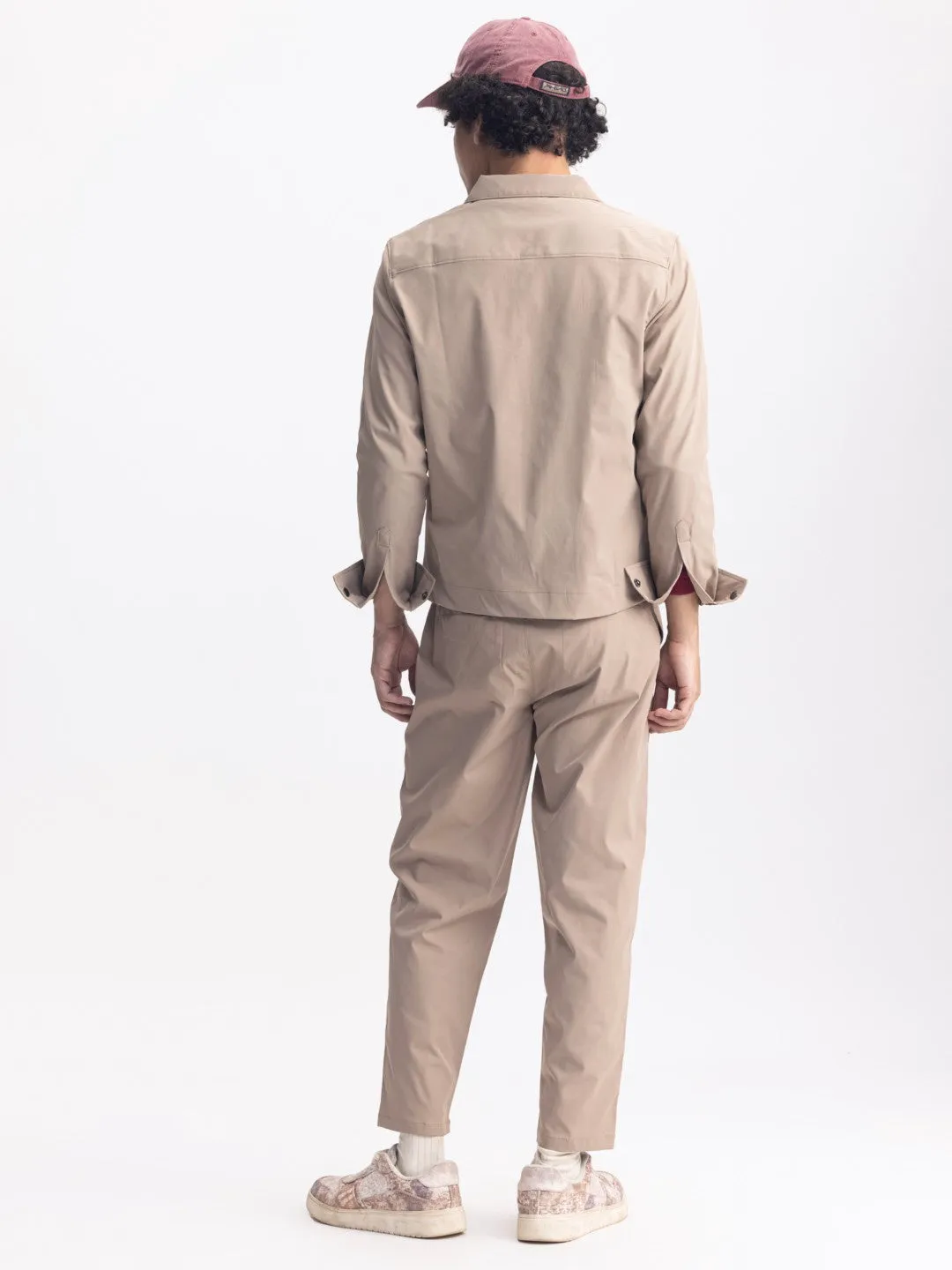Khaki Plain Poly Stretch Jacket