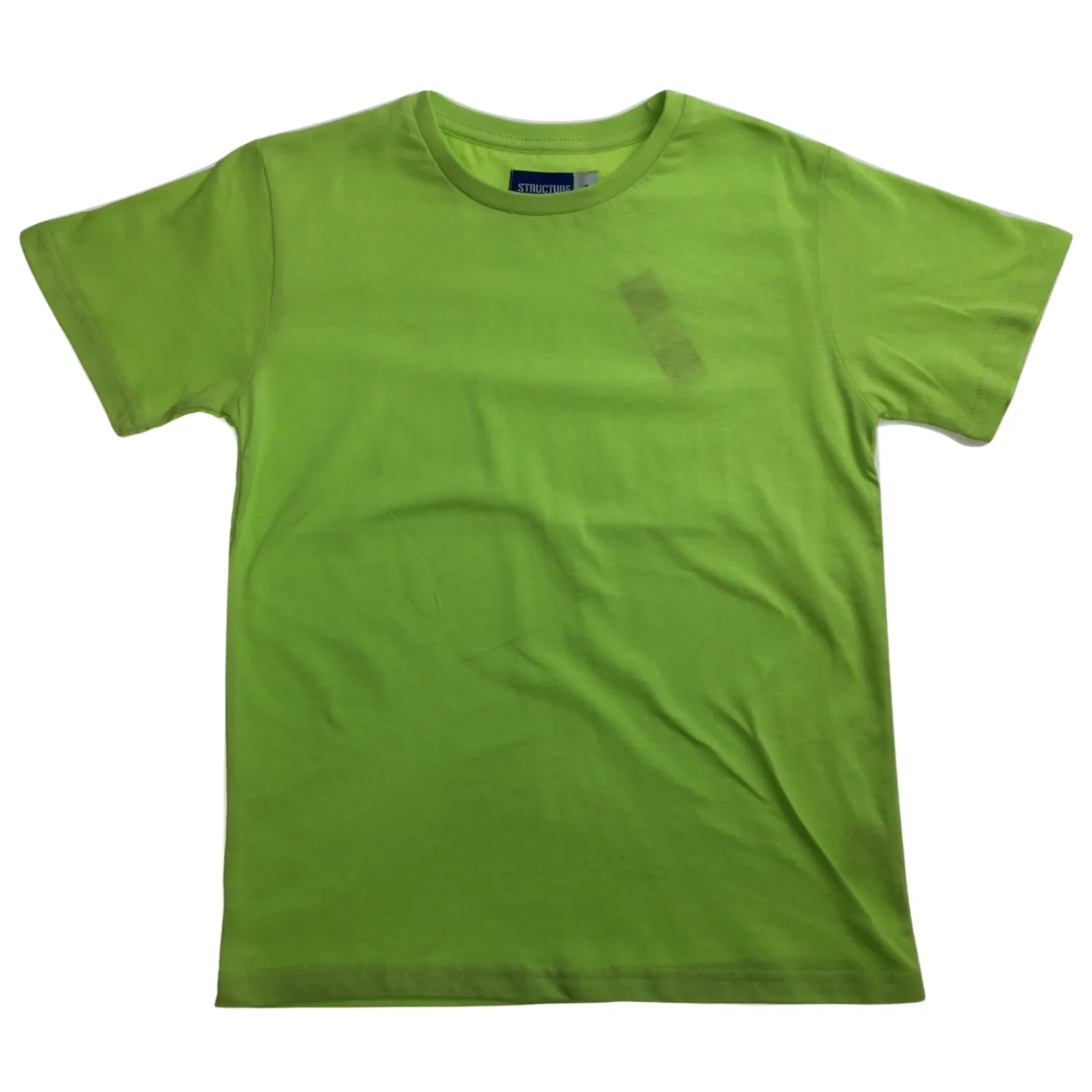 KIDS PLAIN T SHIRT Childrens Child 100% COTTON Boys Girls Basic Blank Tee Top - Lime - 14