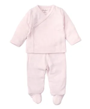 Kissy Kissy 2 pc Pointelle Cross Tee / Pant Set - Pink