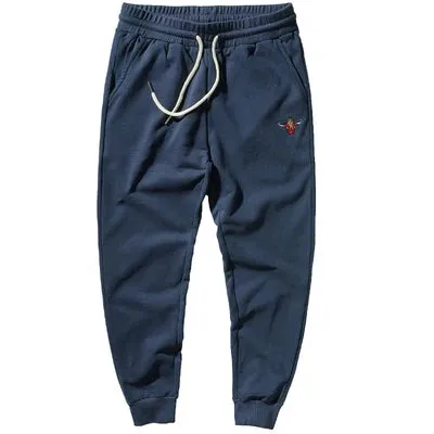 Knitted Velvet Embroidery Sweatpants - Men's Fashion Pure Cotton Loose Drawstring Sport Casual Pants