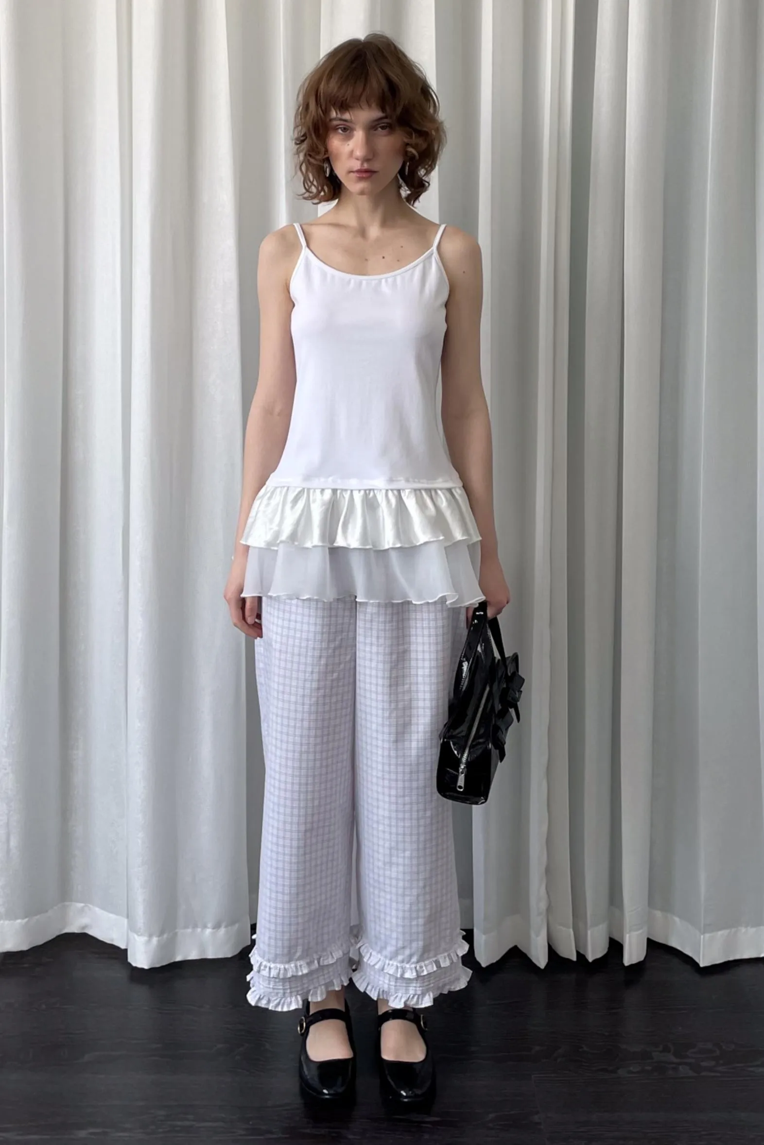 Lace Plaid Loose Fit Pants