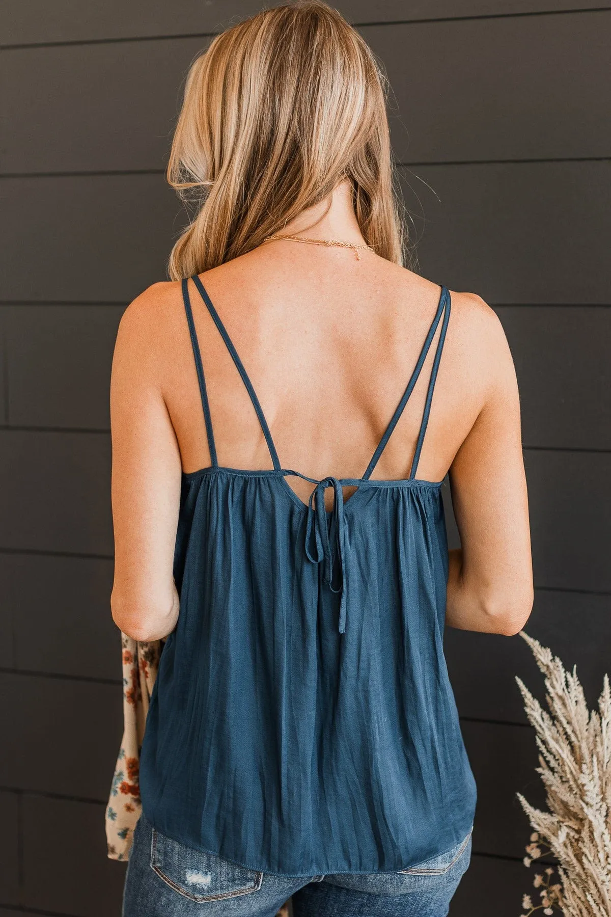 Latest Obsession Lace Tank Top- Navy