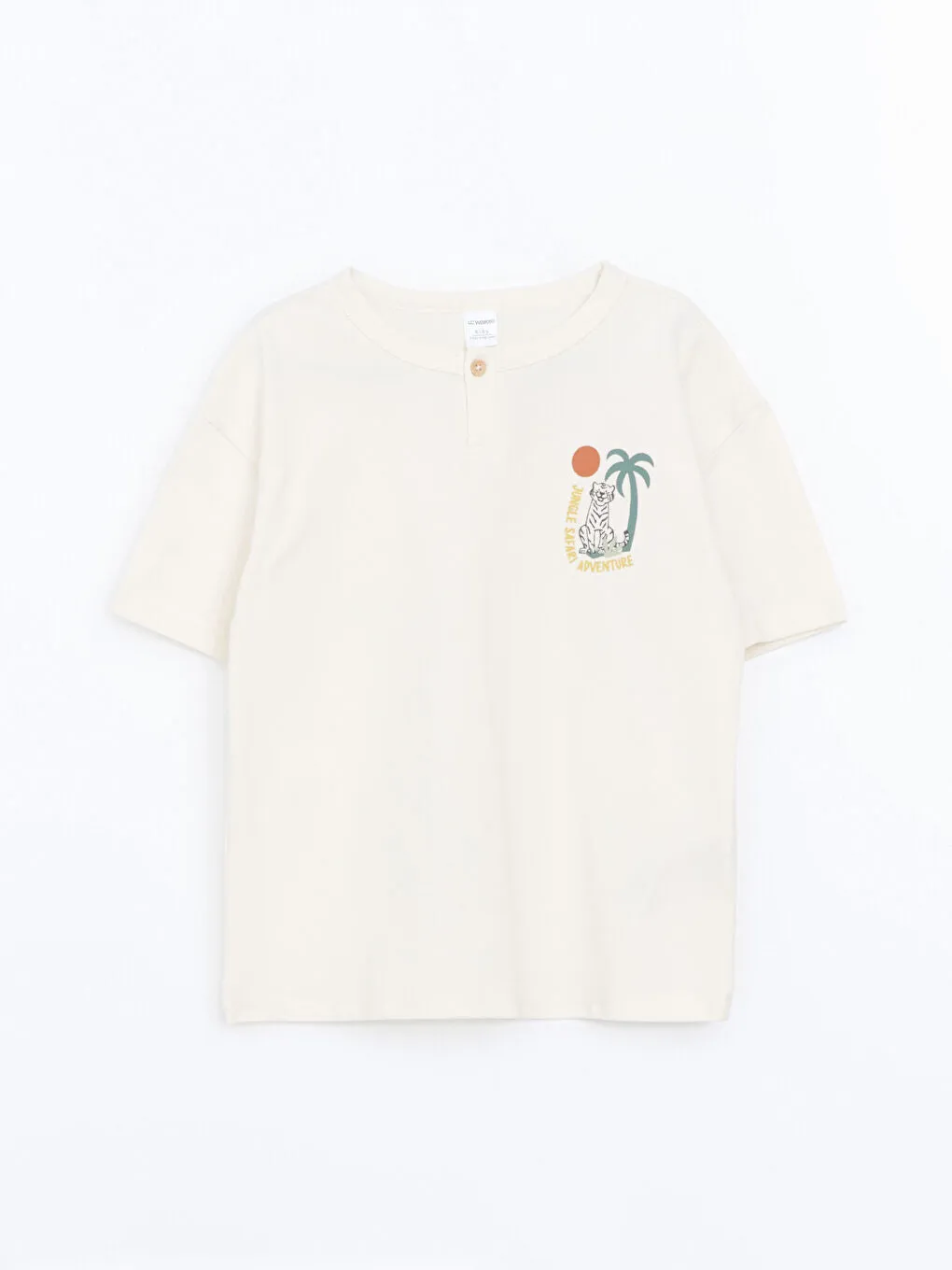 LCW Kids Beige Crew Neck Printed Boy T-Shirt