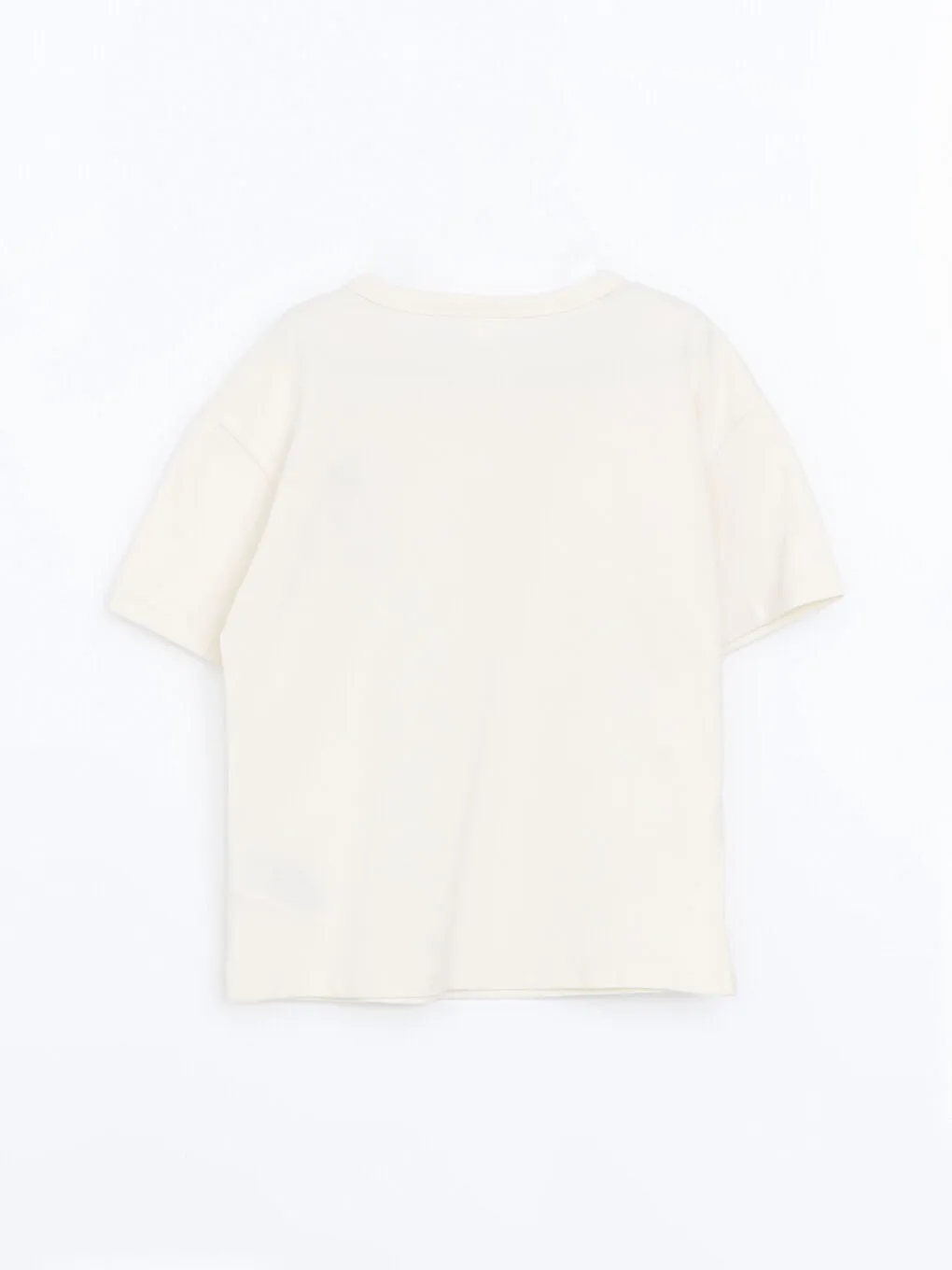 LCW Kids Beige Crew Neck Printed Boy T-Shirt