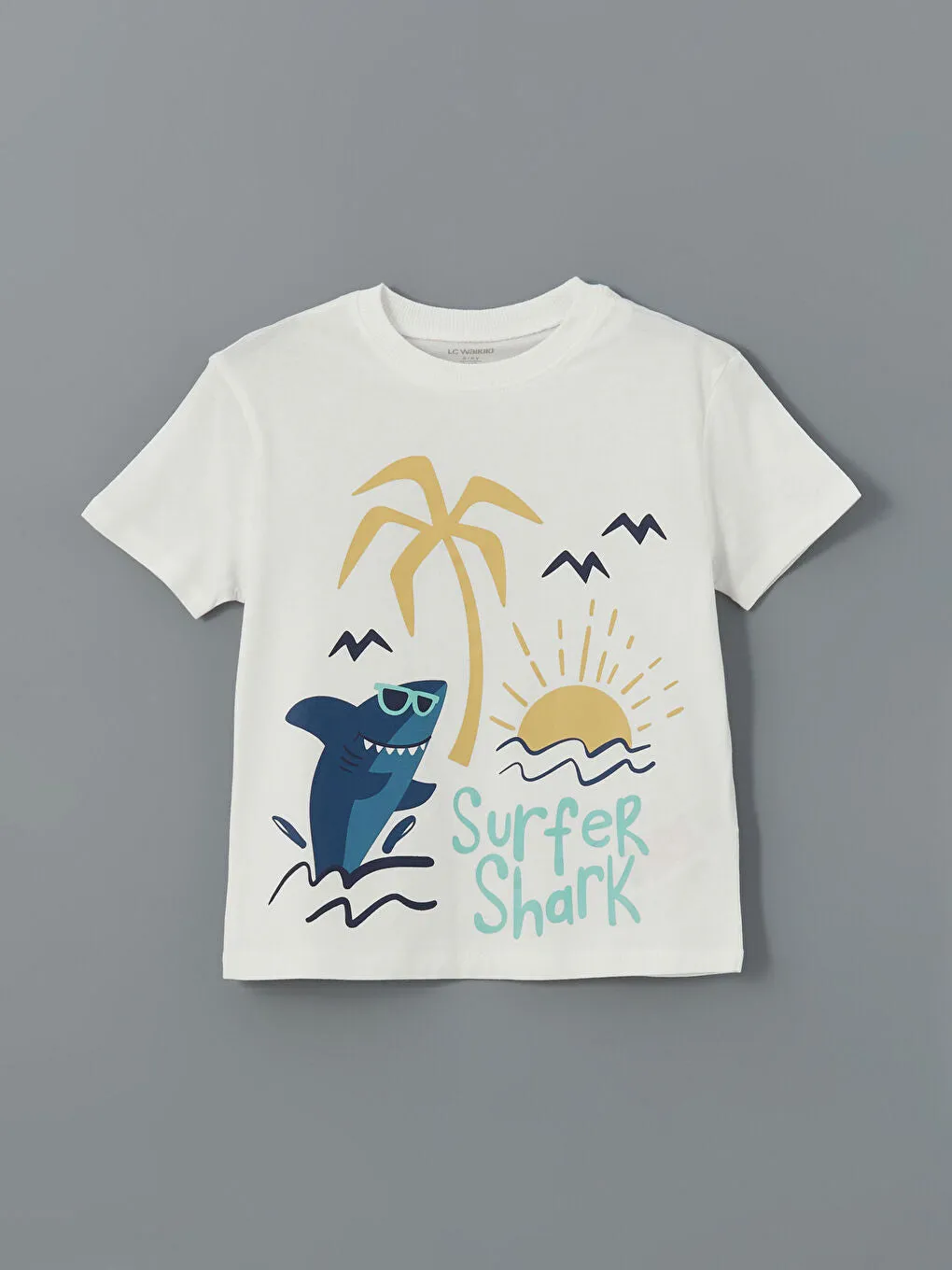 LCW Kids Ecru Crew Neck Printed Boys T-Shirt 3-Pack