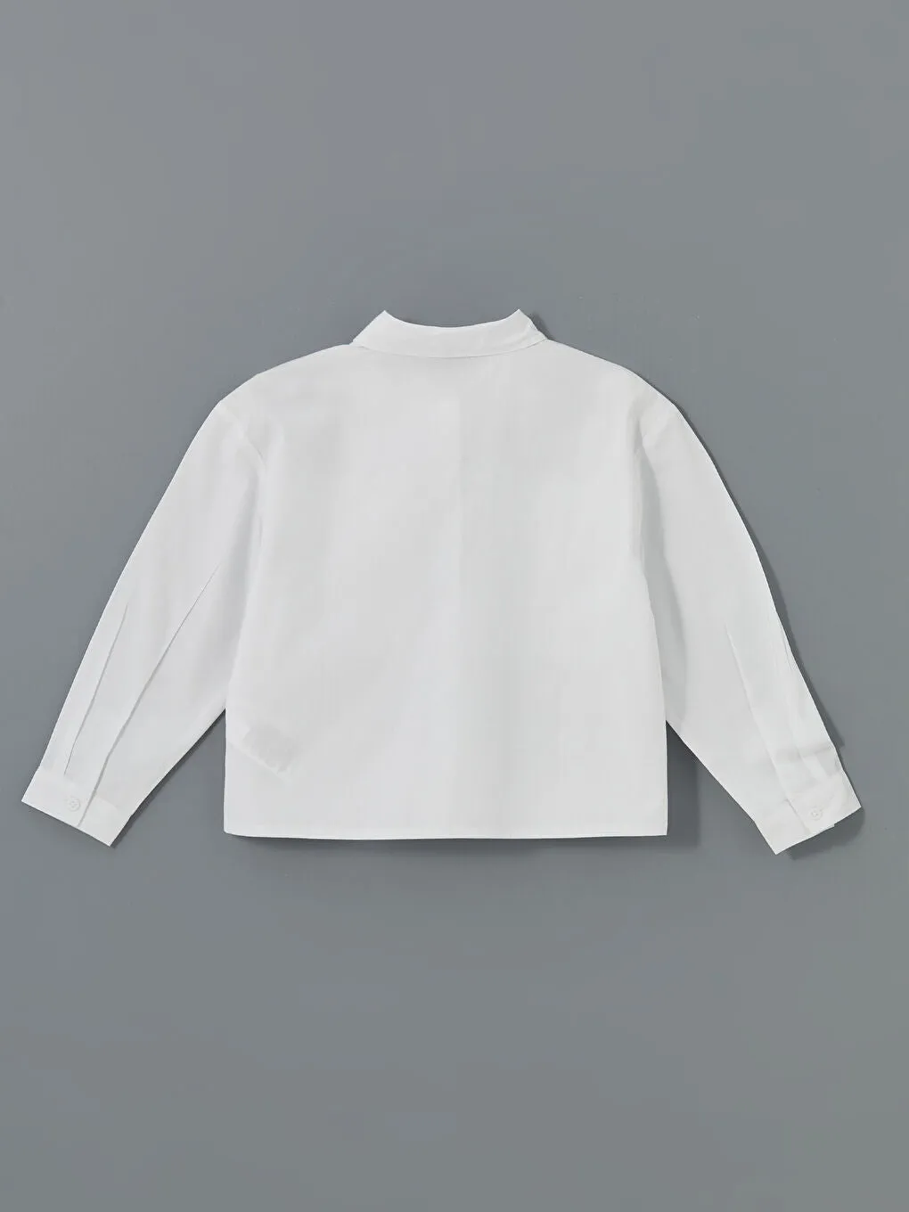LCW Kids White Basic Long Sleeve Girl Crop Shirt