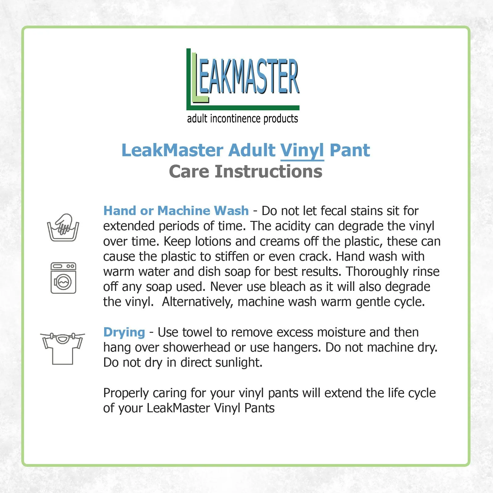 LeakMaster Snap-on Plastic Pants