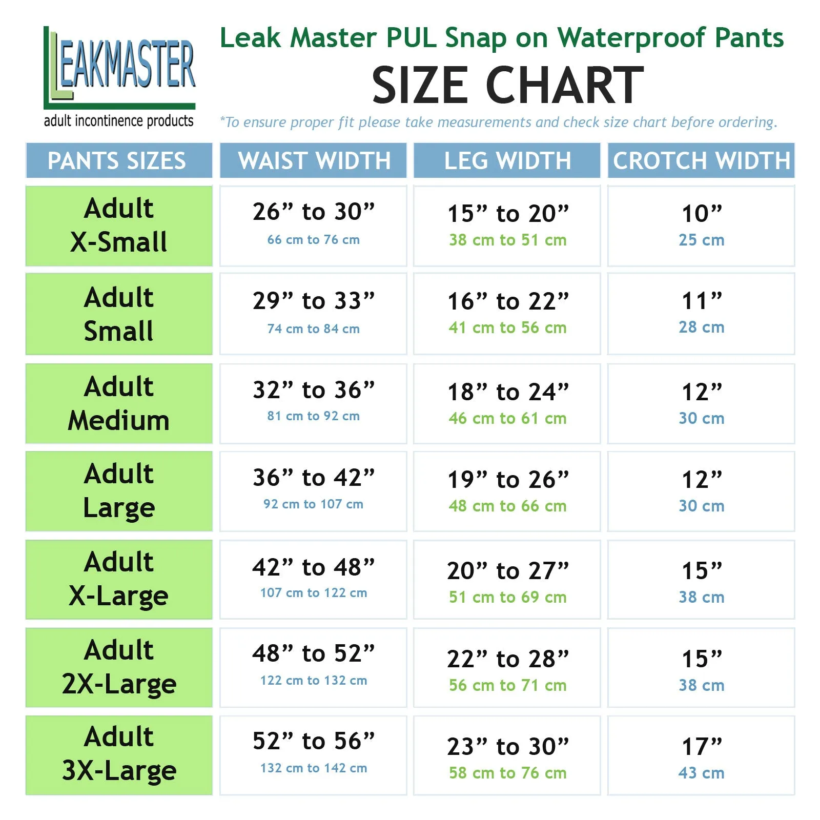 LeakMaster Snap-on Plastic Pants