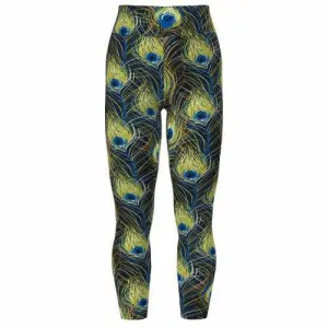 Leggings - Black Multi Peacock Feathers