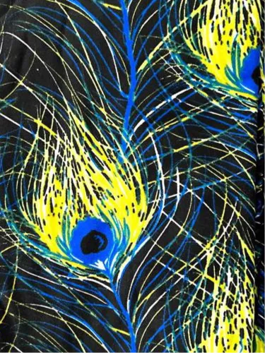 Leggings - Black Multi Peacock Feathers