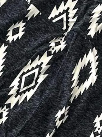 Leggings - Black White Heathered Tribal