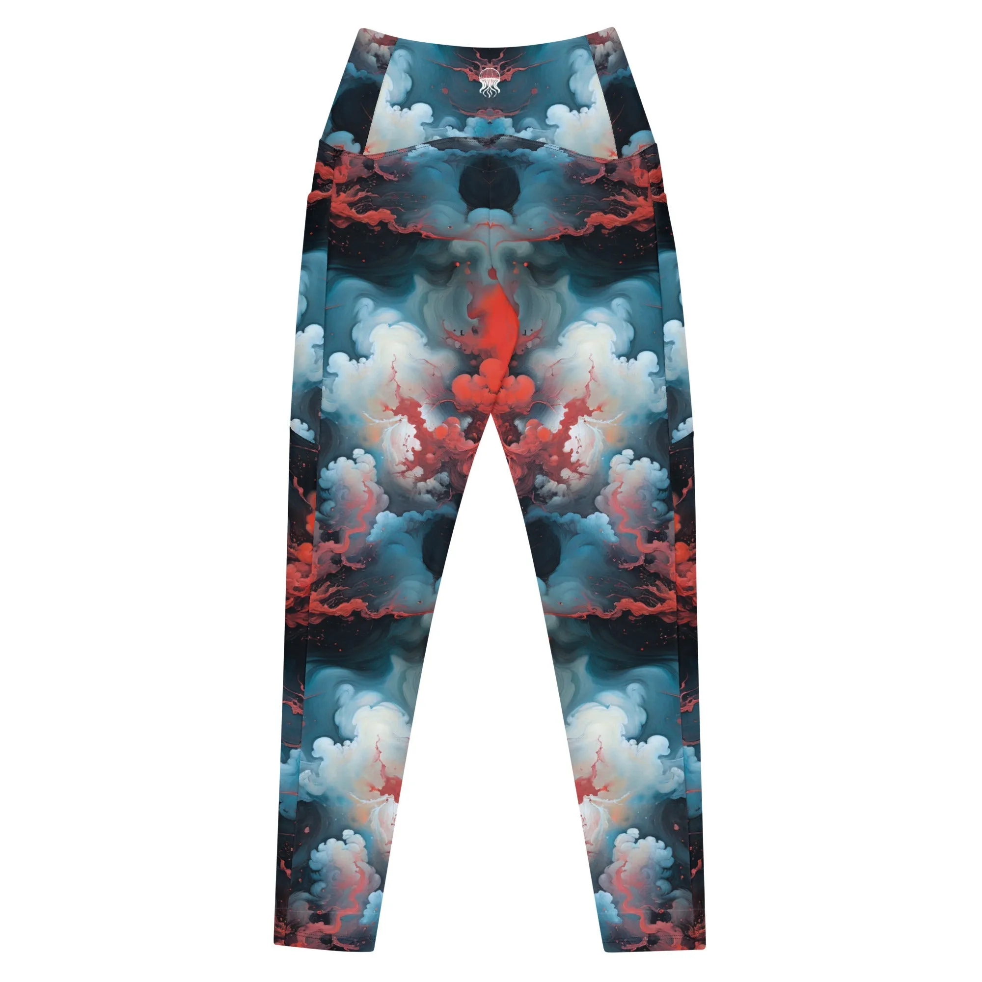 Leggings with Pockets Ethereal Crimson Flow - Light