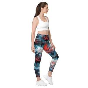 Leggings with Pockets Ethereal Crimson Flow - Light