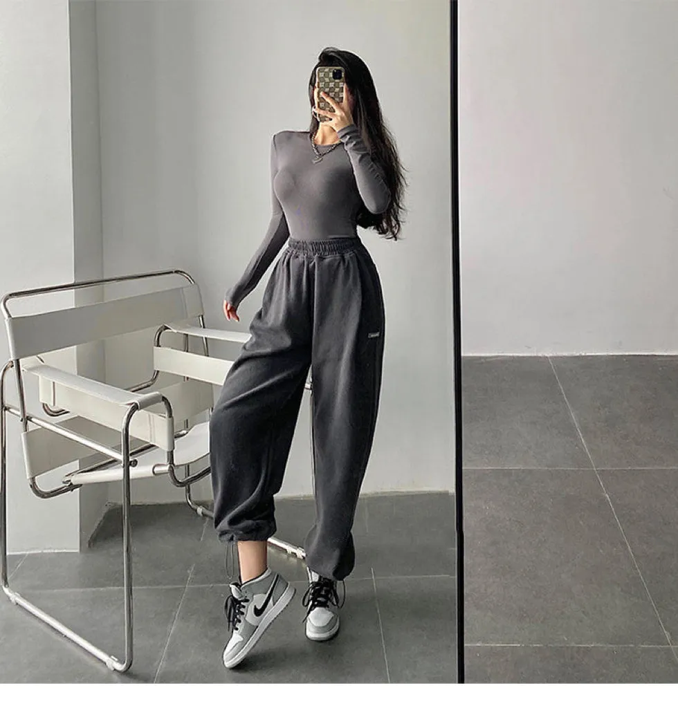 Leilani Solid Color High Waist Baggy Loose Sweatpants