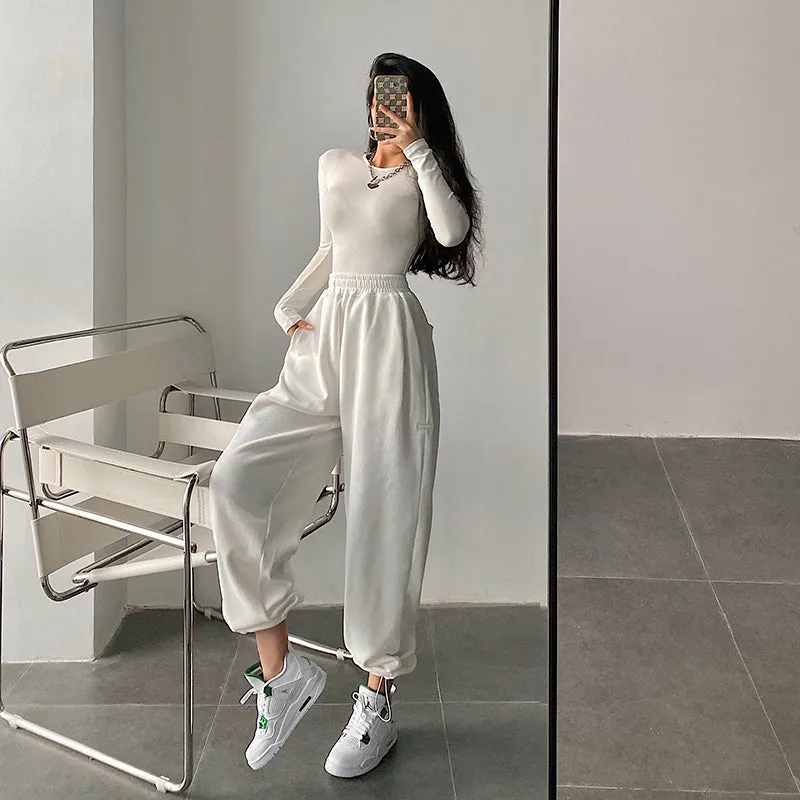 Leilani Solid Color High Waist Baggy Loose Sweatpants