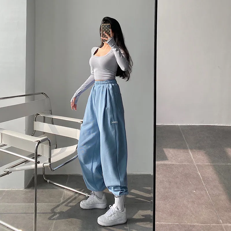Leilani Solid Color High Waist Baggy Loose Sweatpants