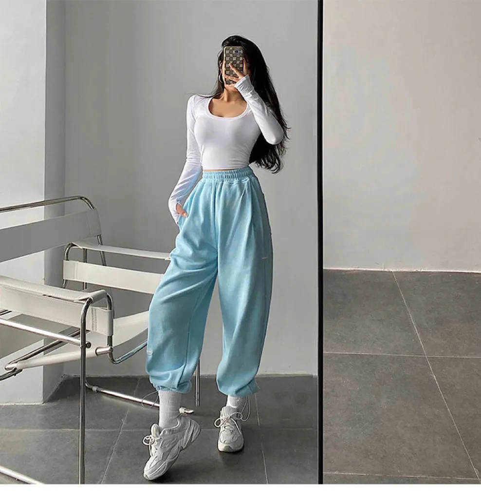 Leilani Solid Color High Waist Baggy Loose Sweatpants