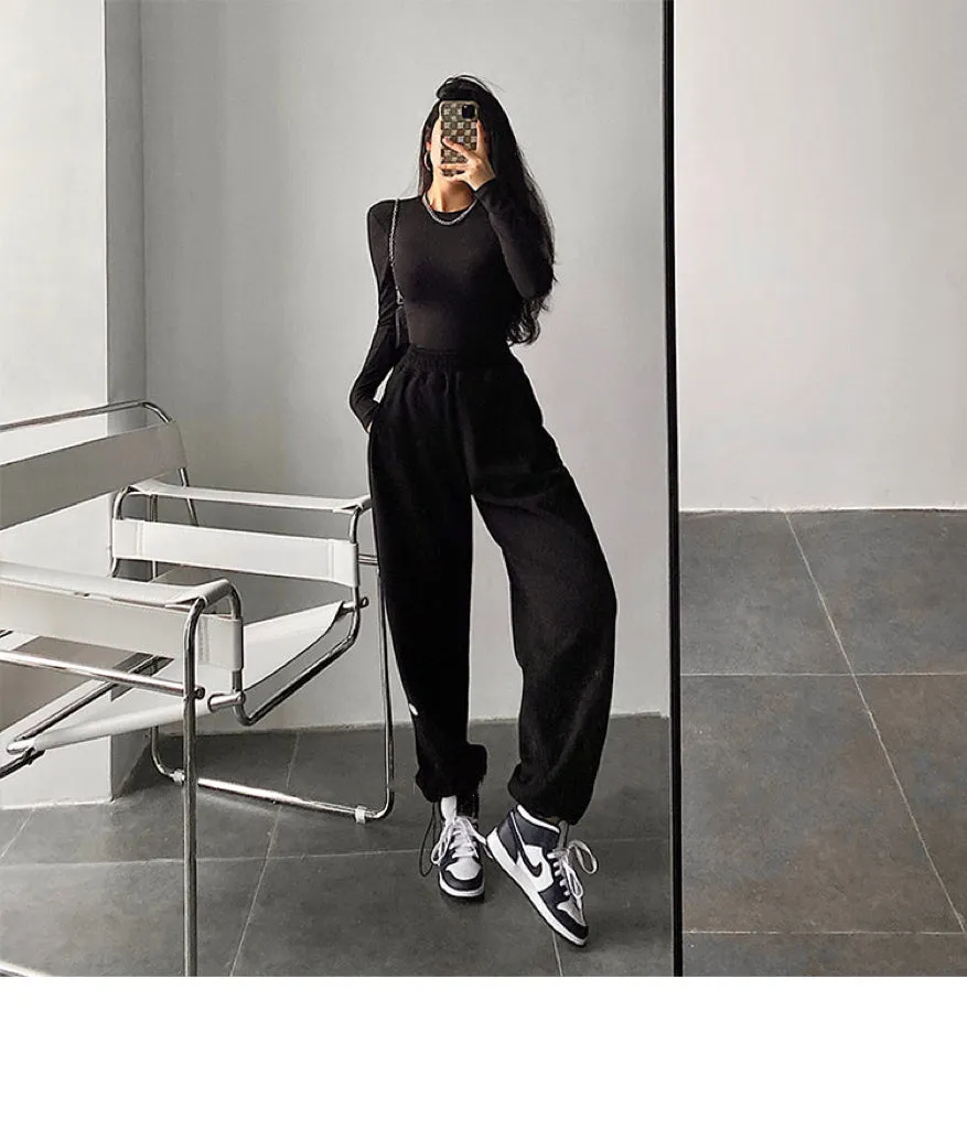 Leilani Solid Color High Waist Baggy Loose Sweatpants
