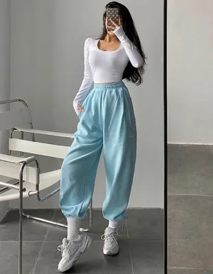 Leilani Solid Color High Waist Baggy Loose Sweatpants