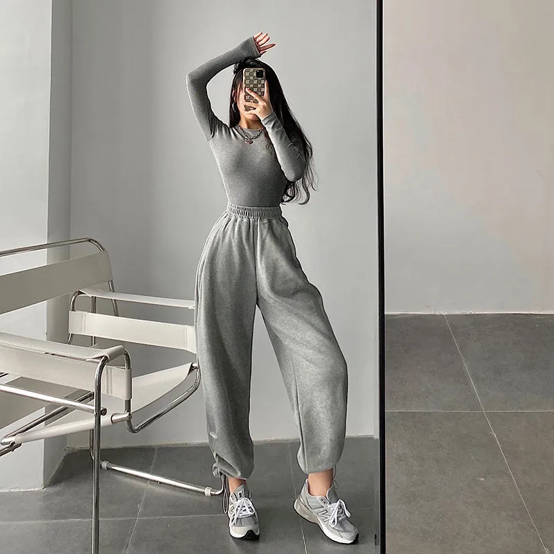 Leilani Solid Color High Waist Baggy Loose Sweatpants