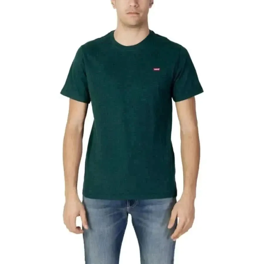Levi's Men's Green Cotton Round Neck T-Shirt