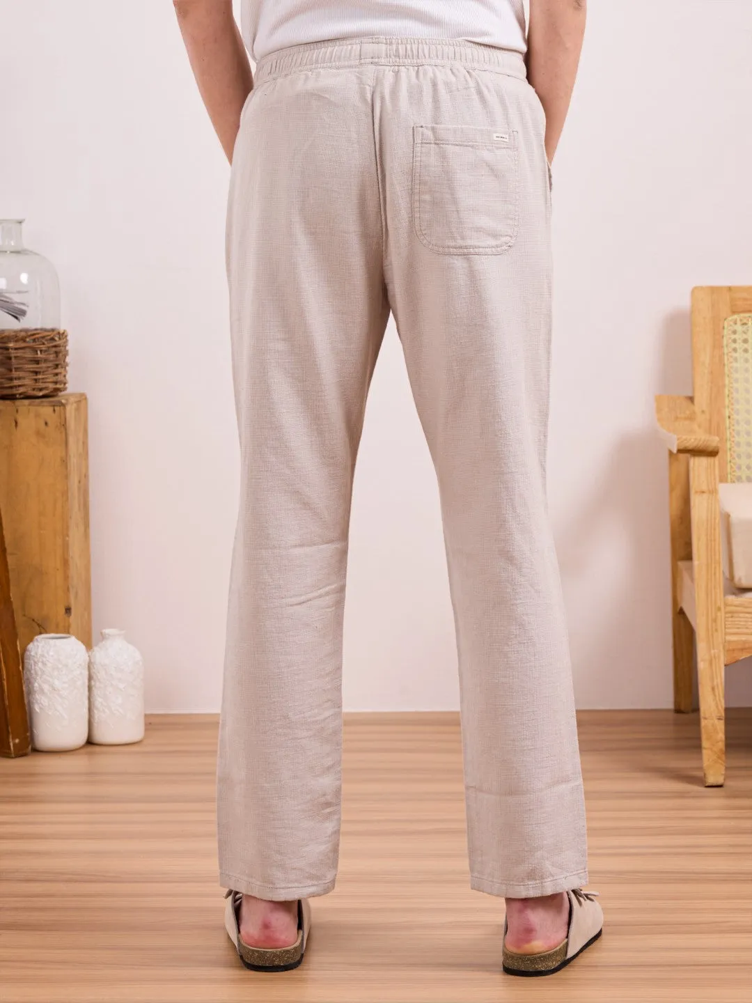 Light Grey Plain Relaxed Fit Pants