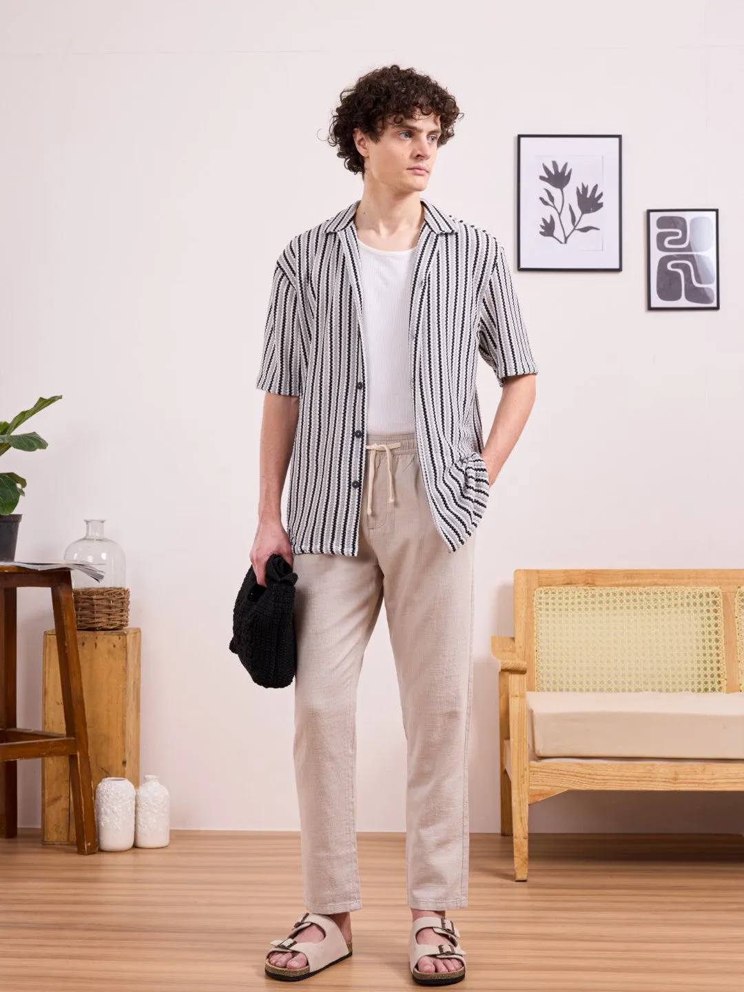Light Grey Plain Relaxed Fit Pants