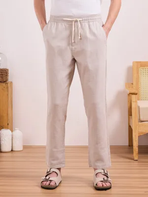 Light Grey Plain Relaxed Fit Pants