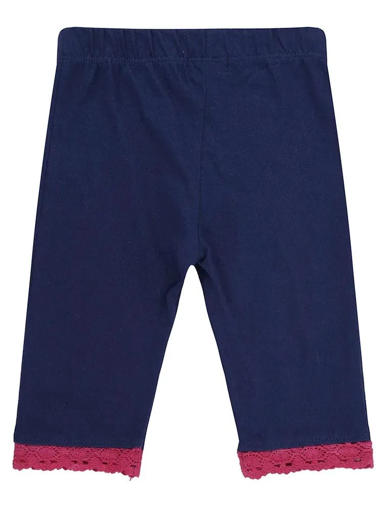 Lilly & Sid Organic Navy and Pink Trim Baby Leggings 0-3 months