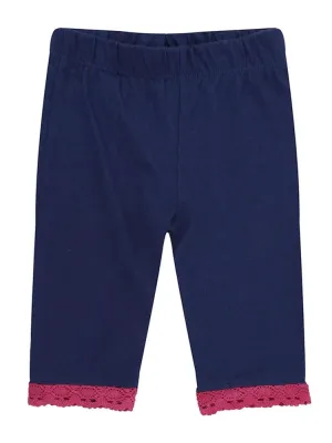 Lilly & Sid Organic Navy and Pink Trim Baby Leggings 0-3 months