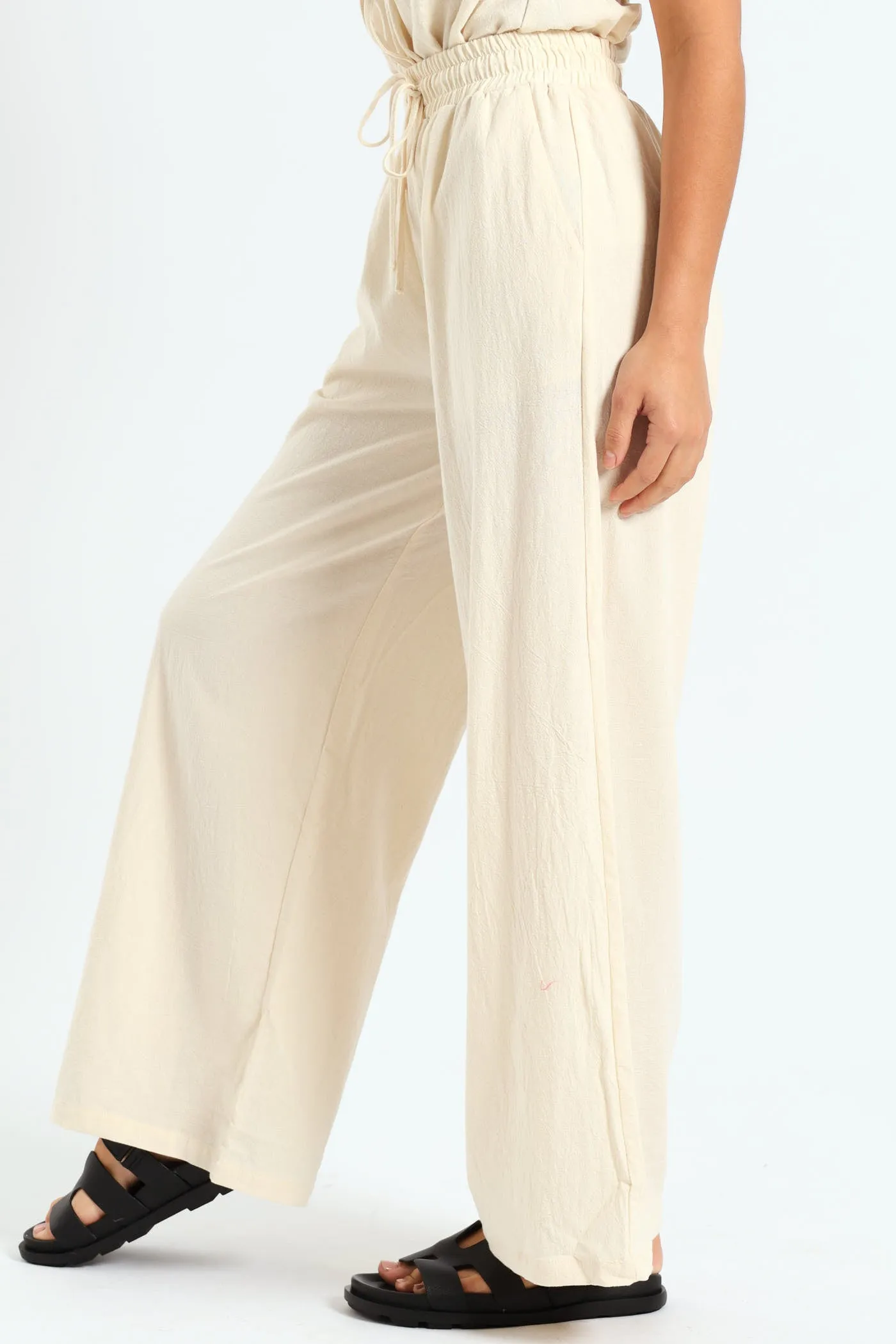Linen Relaxed Pants - Beige