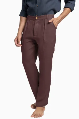 Linen Silas Pant-Brown Bean