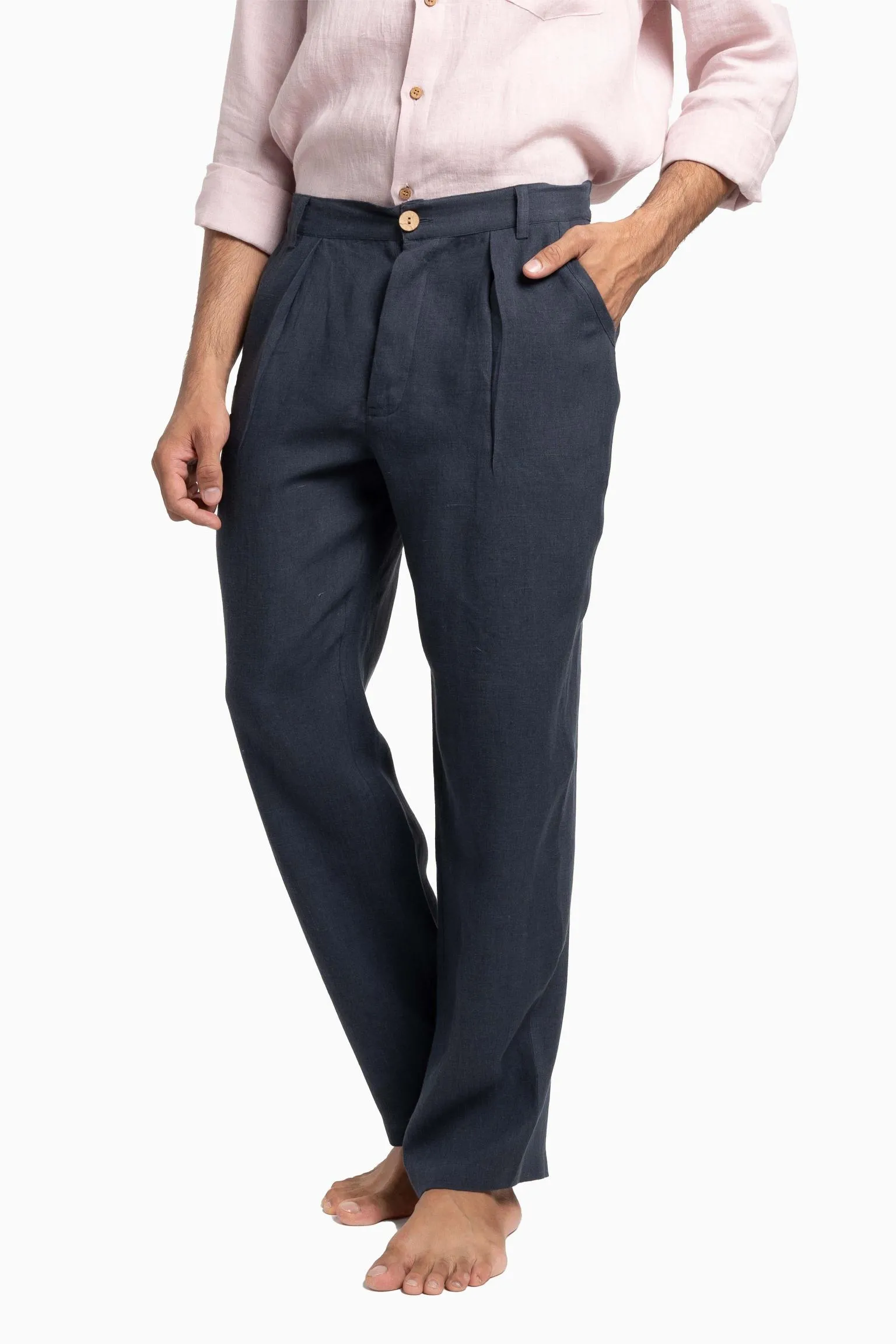 Linen Silas Pant-Brown Bean