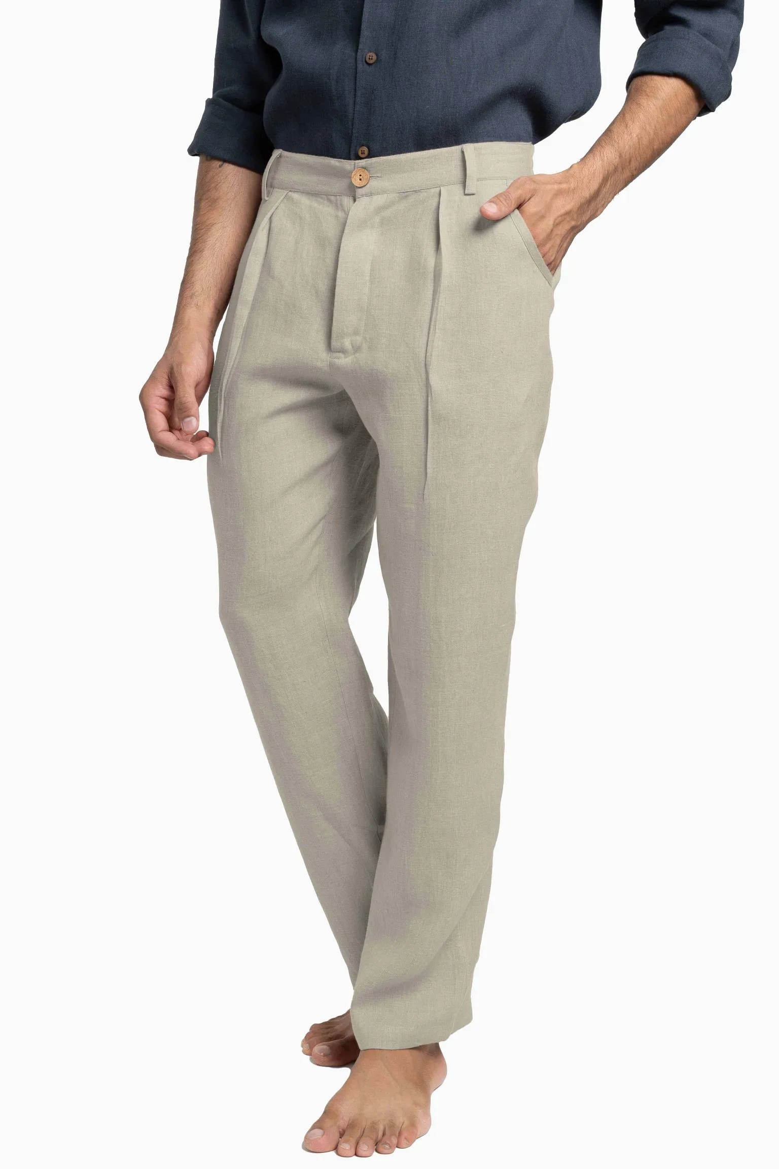 Linen Silas Pant-Sage Green