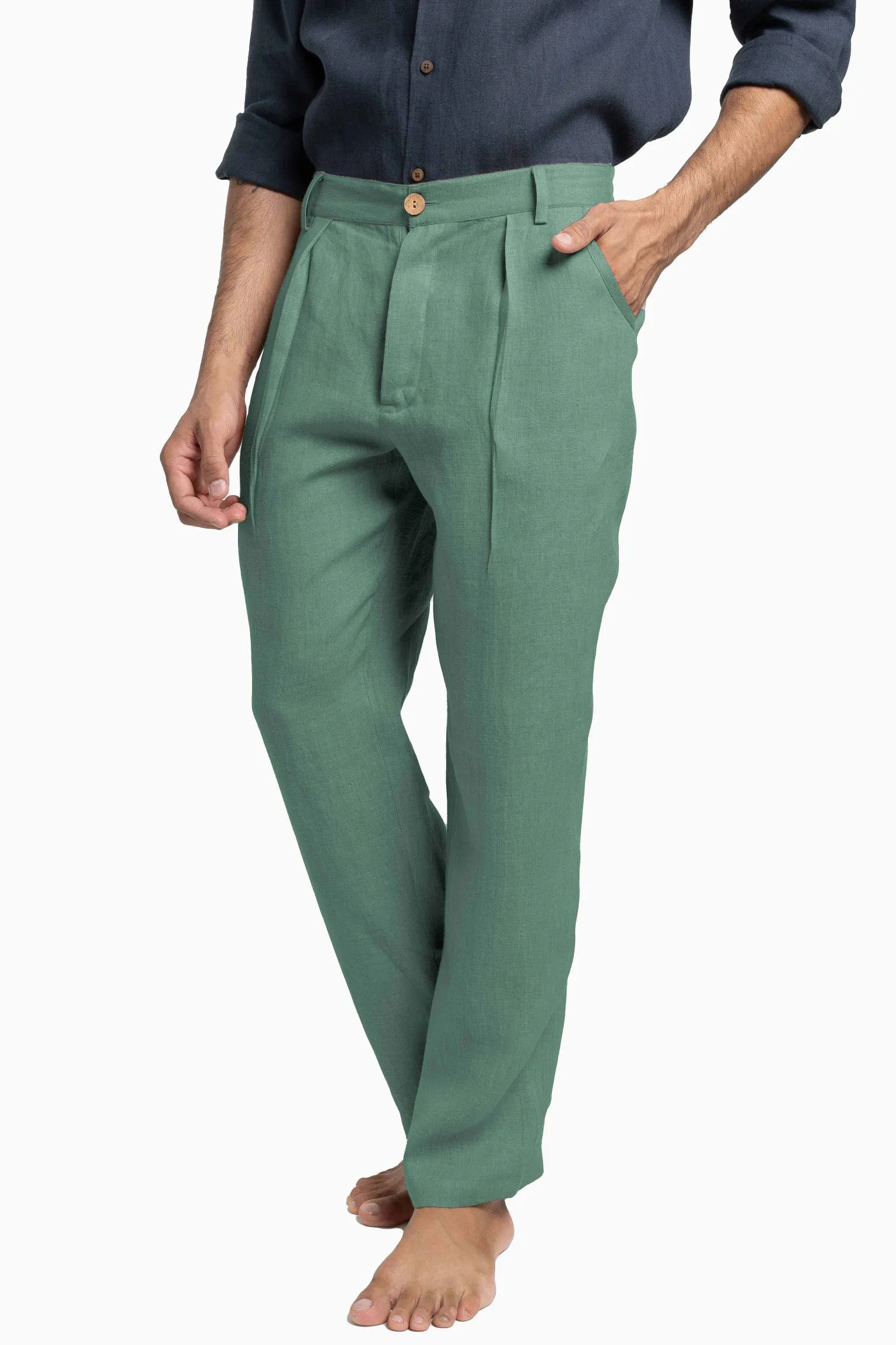 Linen Silas Pant-Sage Green