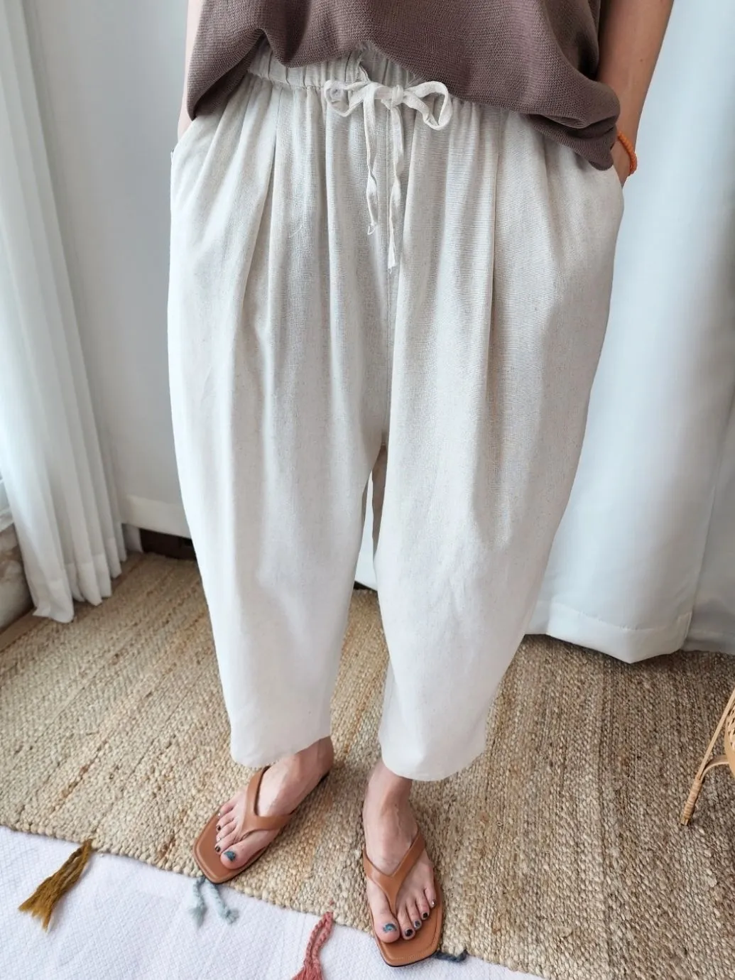 Linen wide Baggy Pants