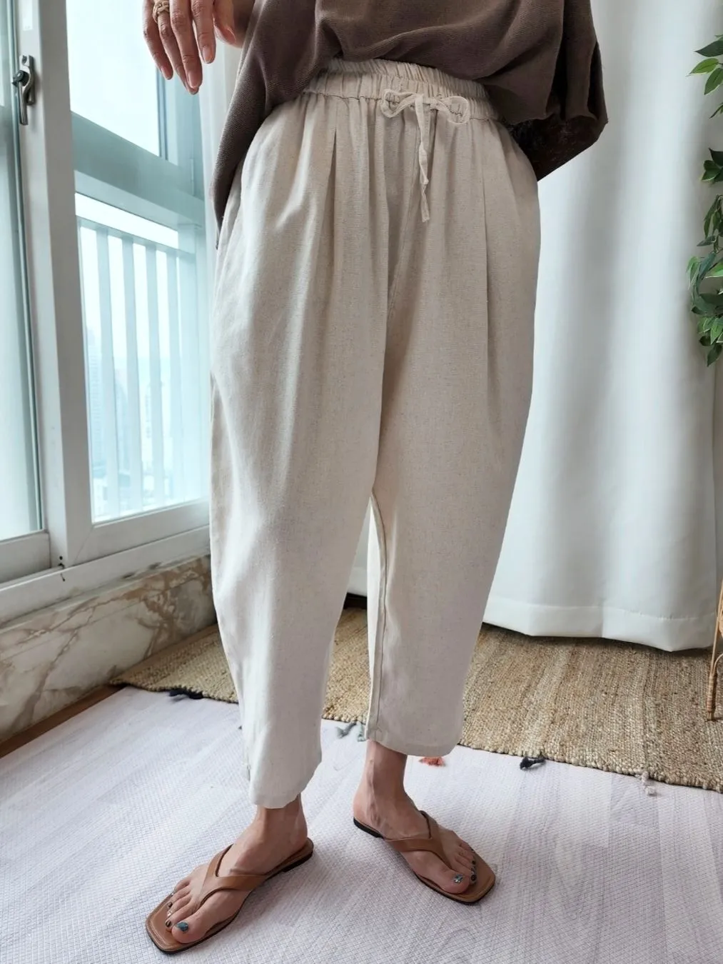 Linen wide Baggy Pants